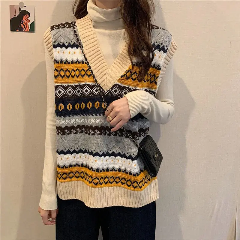 Жаккардовый женский свитер, жилет, новинка в рекламной одежде, винтажный классический шерстяной теплый пуловер для путешествий, женский вязаный жилет