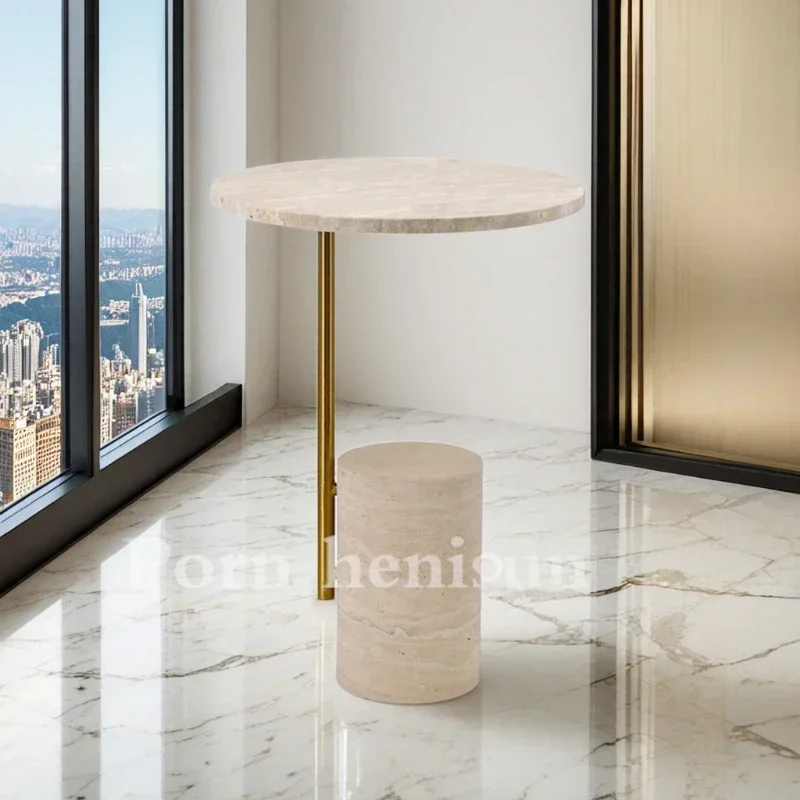 AAsmt1 Cream Wind Tunnel Stone Edge Light Luxury Creative Living Room Sofa Coffee Table Bedside Corner Marble