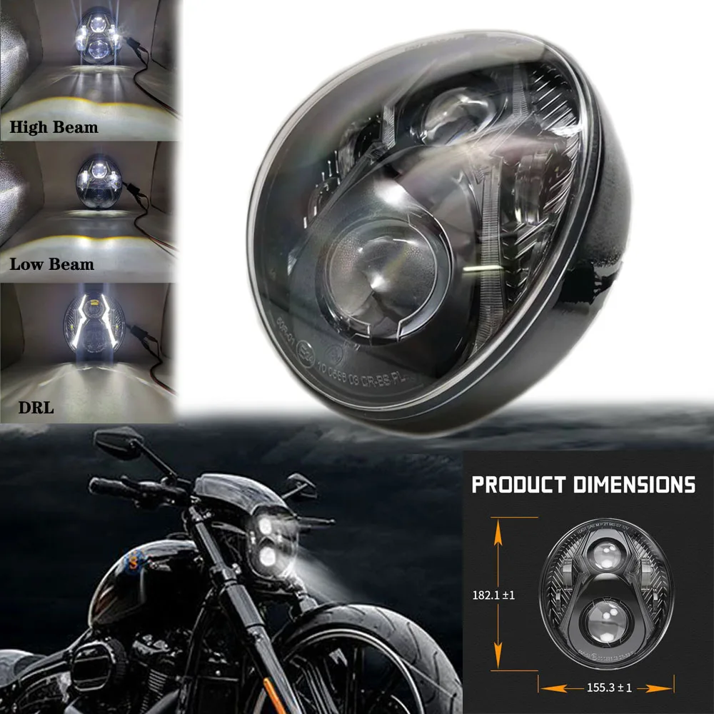 NEW 72W Led Headlight LED projector DRL with Daytime Running Light Driving Light For 2018-2020 Softail Breakout 114 FXBR FXBRS