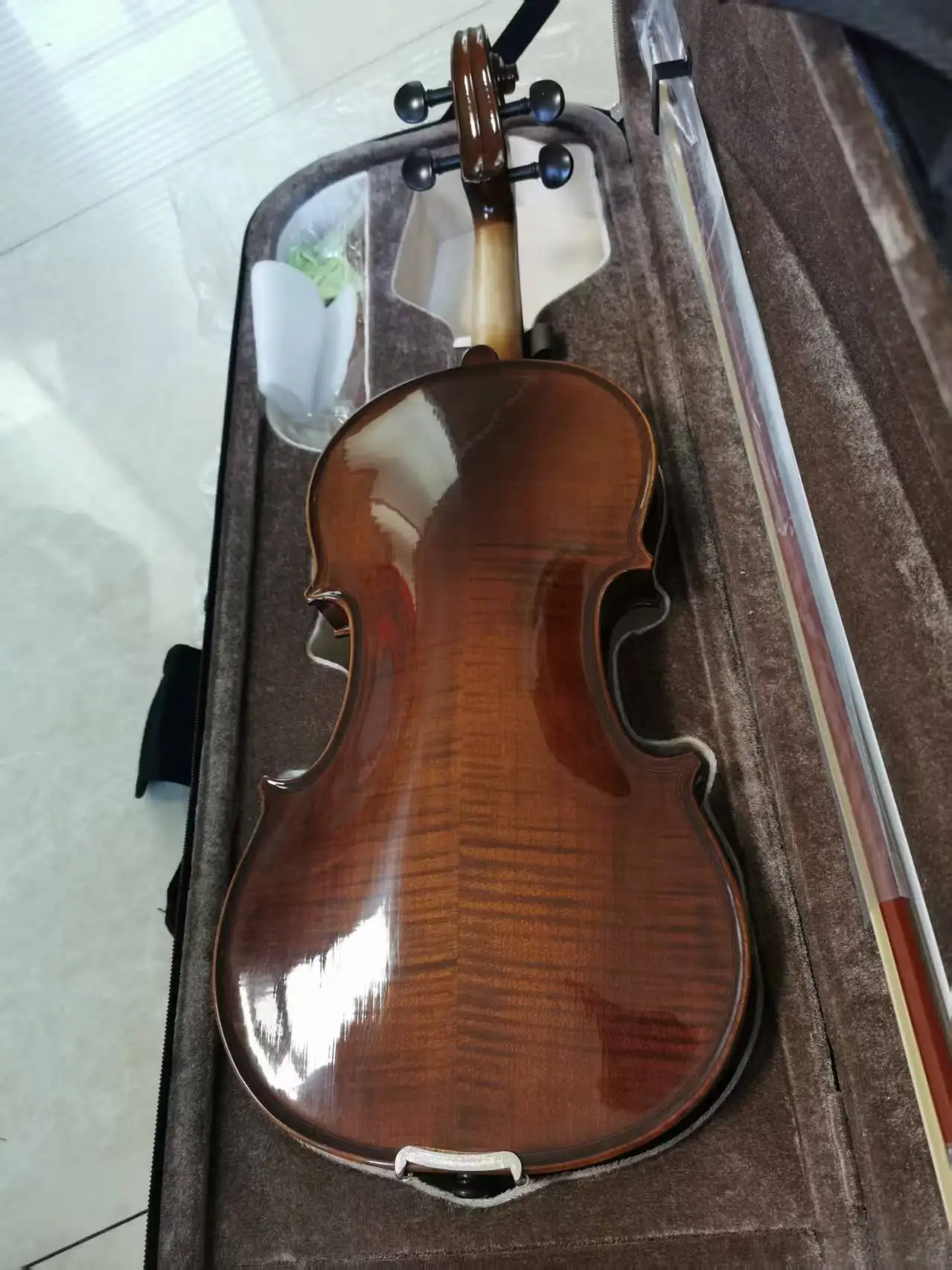 4/4 Handmade Student Violin Solid Spruce Flamed Maple Professional For Grade Examination Home Practice Orchestra Performance