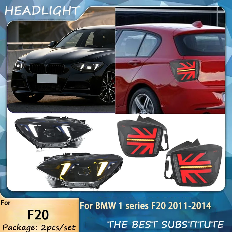 For BMW 1 Series F20 2012-2014 Headlight +Taillight Assembly Fangs LED DRL Turn Signal Projector Lens Plug and Play Car Lighting