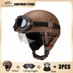 Retro Motorcycle Helmets Fashion Capacete De Moto Helmet Riding Racing Motorbike Scooter Half Helmet Men Women DOT Certification