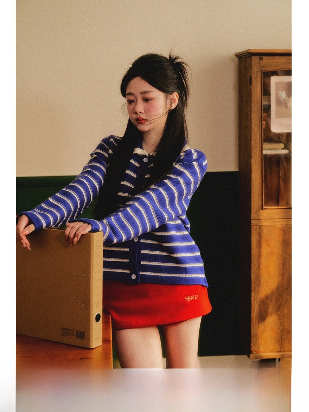 

Original Knitted Button-Up Cardigan Women's Autumn Winter New Sle Versatile Sweater Jaet Commute Sle Striped