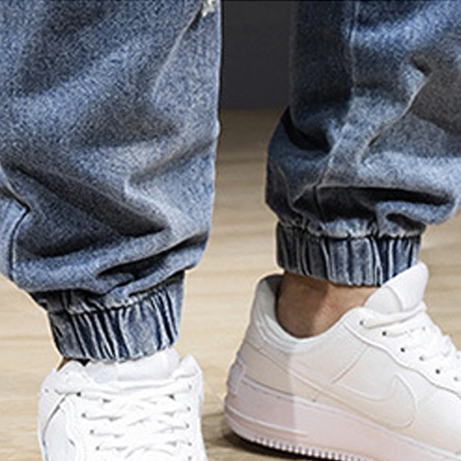 Fashion Streetwear Ripped Jeans Men Jogger Pants Plus Size 8XL Denim Pants Male Stretch Waist Jeans Big Size 8XL