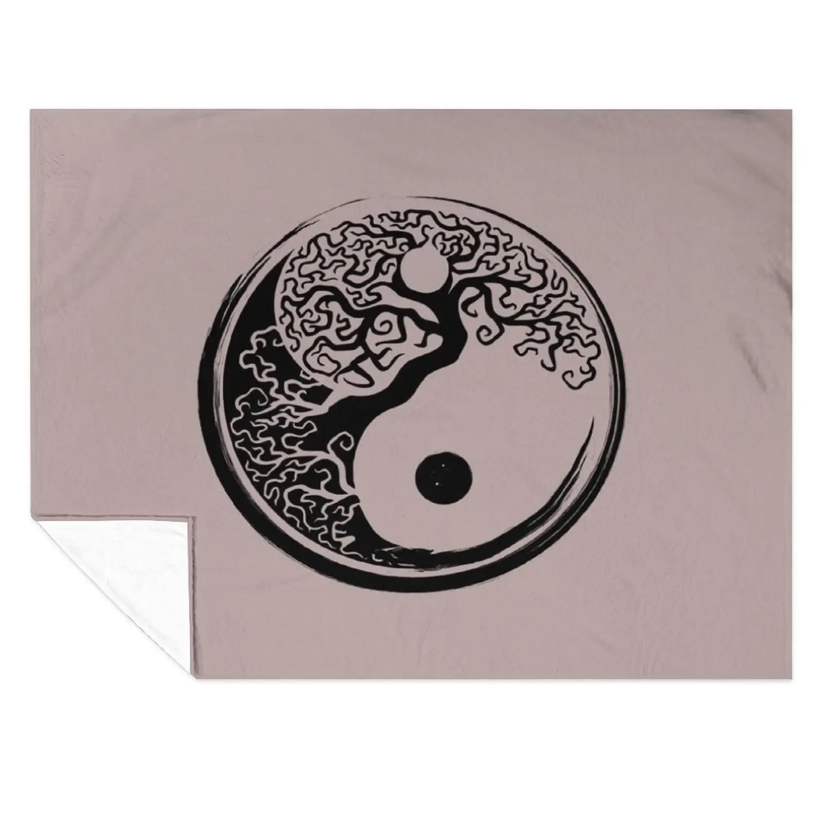 

Yin Yang White and Black Bonsai Tree Symbol Throw Blanket Plush Single Soft Big Custom Blankets