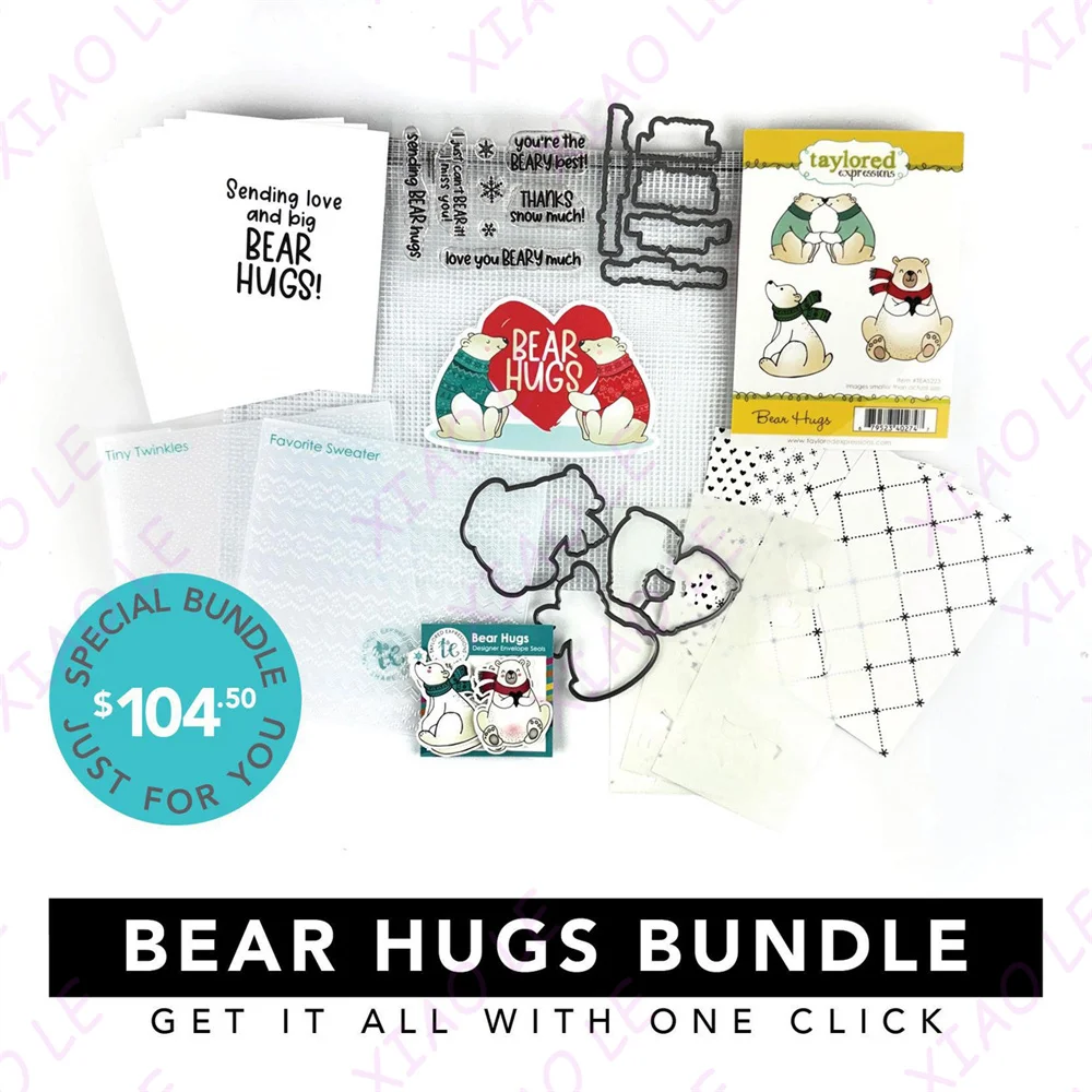 

Christmas Sending Bear Hugs Cutting Dies Stamps Stencil Scrapbook Diary Decoration Stencil Embossing Template DIY Greeting Card