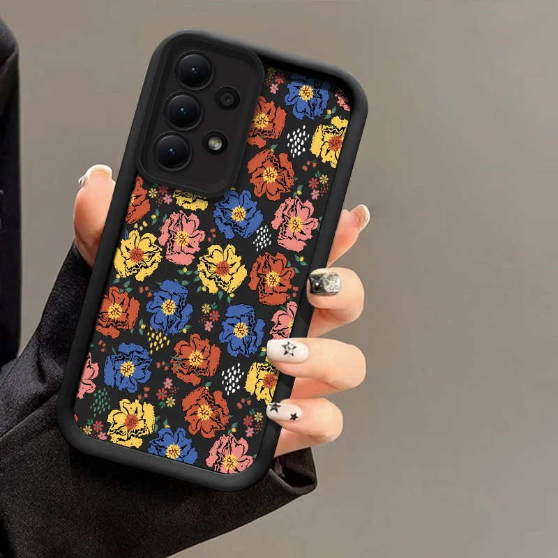 حافظة لهاتف سامسونج جالاكسي M13 نوت 20 Ultra M54 M30S M23 M22 M16 M15 M51 M34 M31 غطاء خلفي بنمط زهرة