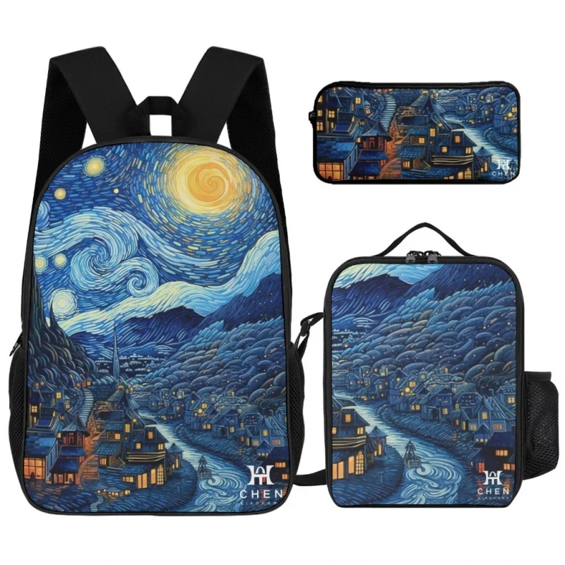 CHENXIAOHONG Mochila 17'' + Bolsa Tiracolo + Estojo – Kit 3 Peças Impermeáveis para Escola, Viagem, Trabalho e Uso Unissex