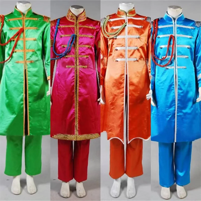 

1970s Pepper's Cosplay Lonely Hearts Costume Men Club Band Stage Performance Halloween Party Outfits