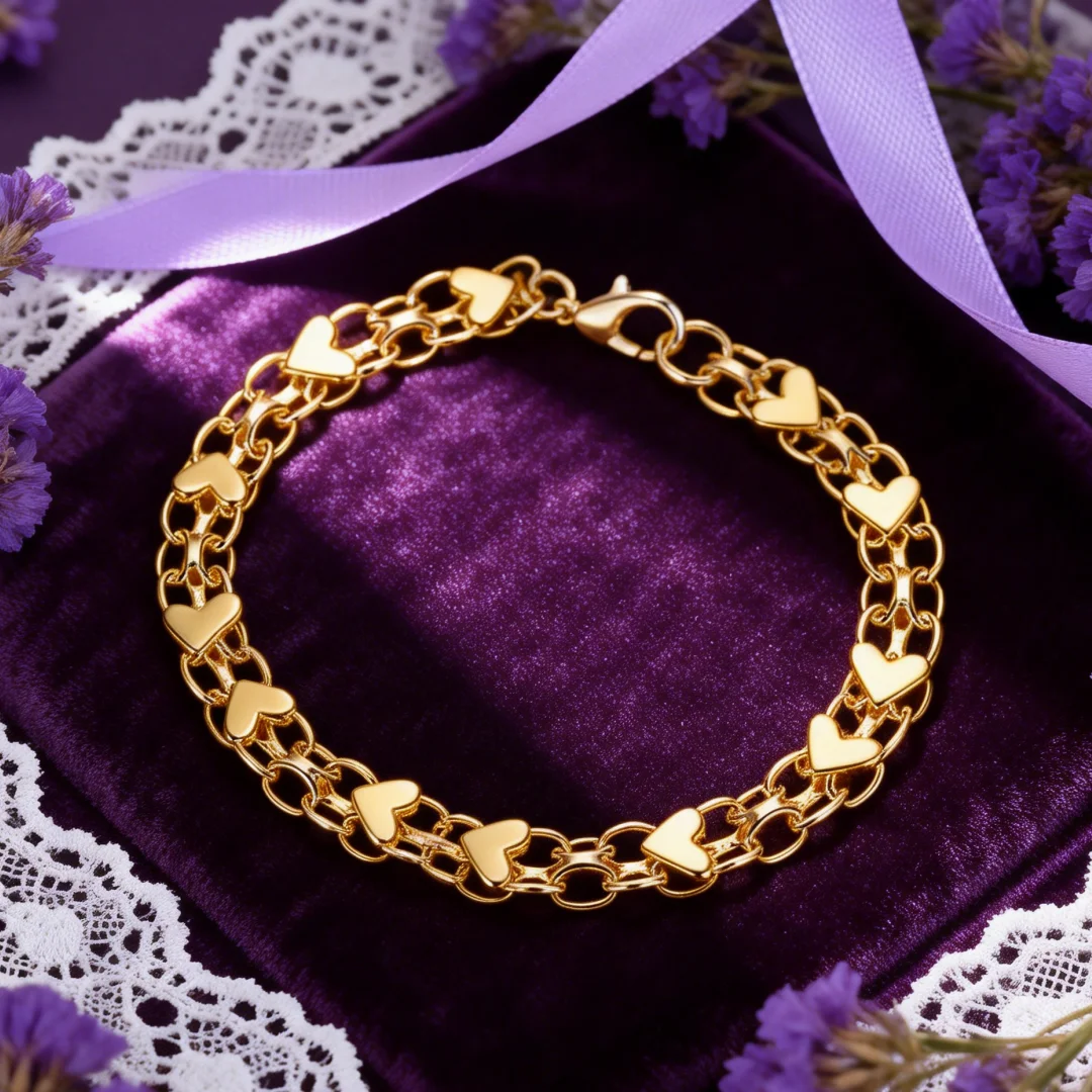 Feines 925er Sterlingsilber mit 18 Karat Goldfarbe, wunderschöne Herz-Armbänder für Damen, Modeschmuck, Hochzeit, Party, Urlaub, Geschenk