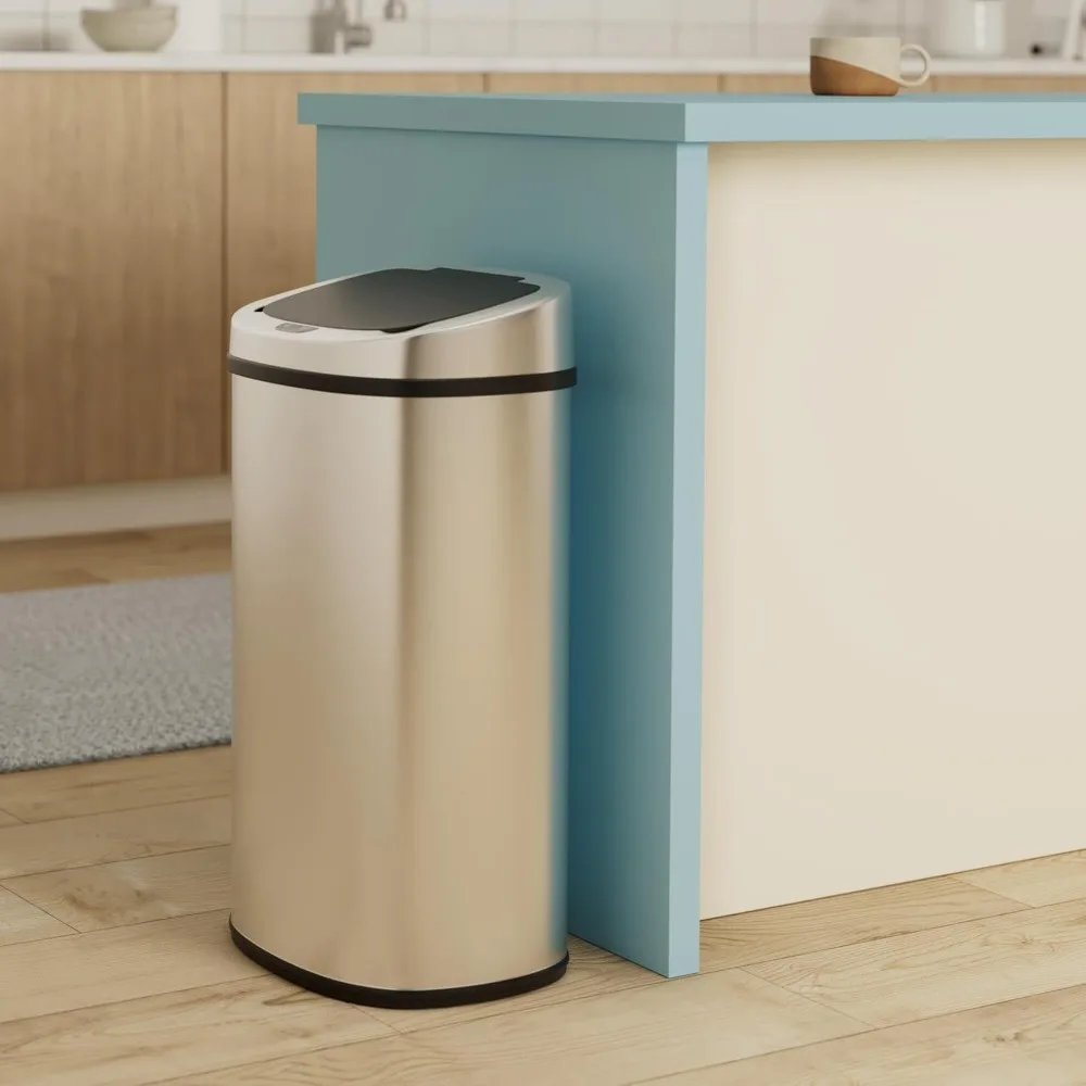 

13 Gallon 50 Liter Kitchen Trash Can with Touch-Free & Motion Sensor, Automatic Stainless-Steel Garbage Can,