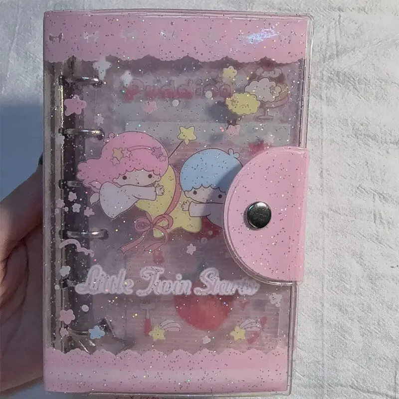 Libro mayor de cuentas de mano Kawaii Little Twin Star A7, cuaderno de hojas sueltas desmontable periférico creativo, regalo de cumpleaños portátil para niña