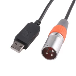 USB to DMX512 RS485 Interface Adapter XLR Male 3Pin Connector Support Freestyler Fixture Lightkey QLC DMX Control Light Cable