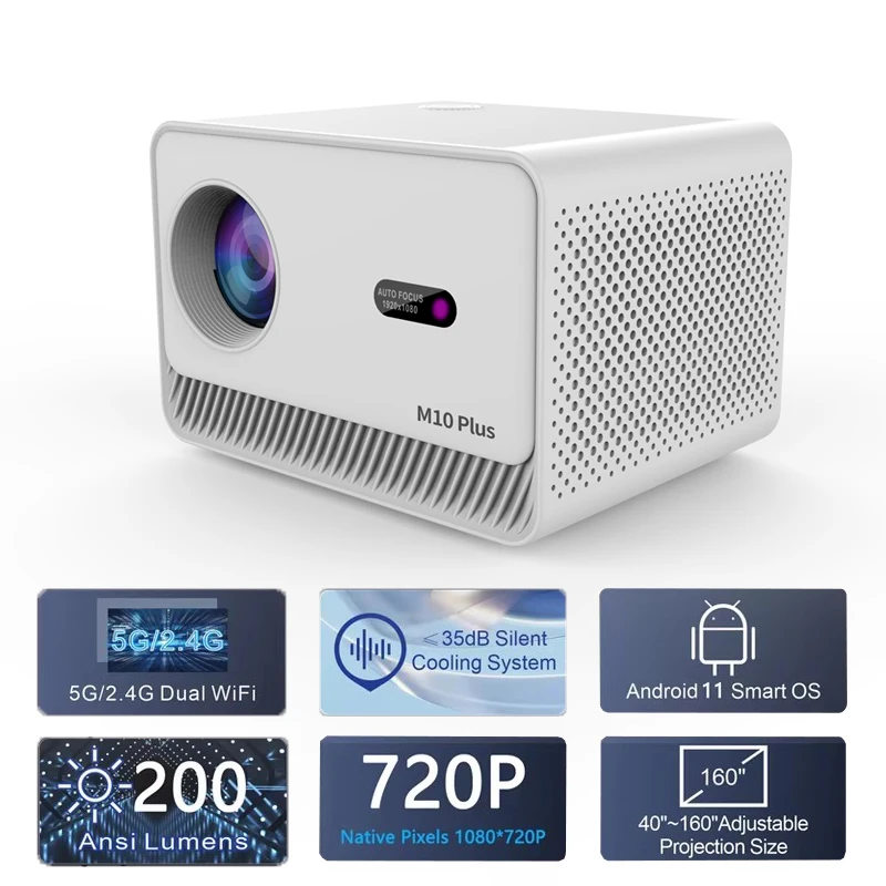 Projektor M10 Plus 4K Android 11 Dual Wifi6 200ANSI Allwinner H713 BT5.2 1080P 1280*720P Kino domowe PK HY300 Pro Projetor