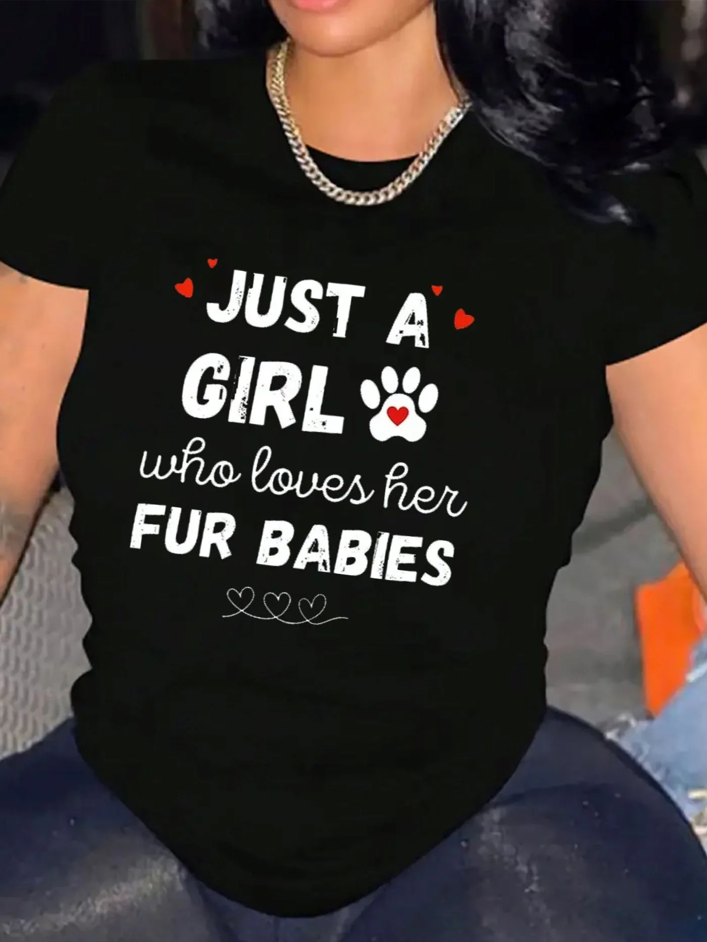 

Women's casual short-sleeved T-shirt - 1 piece, 100% heavyweight cotton - Comfortable round-neck, soft and adorable T-shirt top