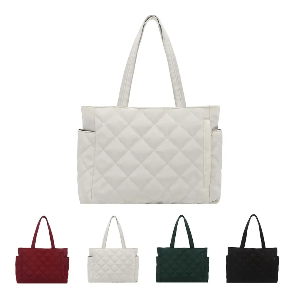 Mehrtaschen-Damen-Umhängetasche im Postboten-Stil, mit Rautenmuster, aus Baumwolle, als Kleider- und Schultertasche, große Kapazität, lässige Nylon-Schultertasche. – Detail 26