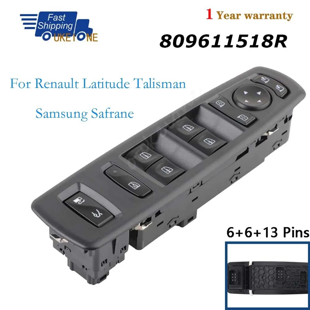 

809611518R для Renault Latitude Talisman Samsung Safrane, электрический переключатель стеклоподъемника, регулятор управления, детали кнопки