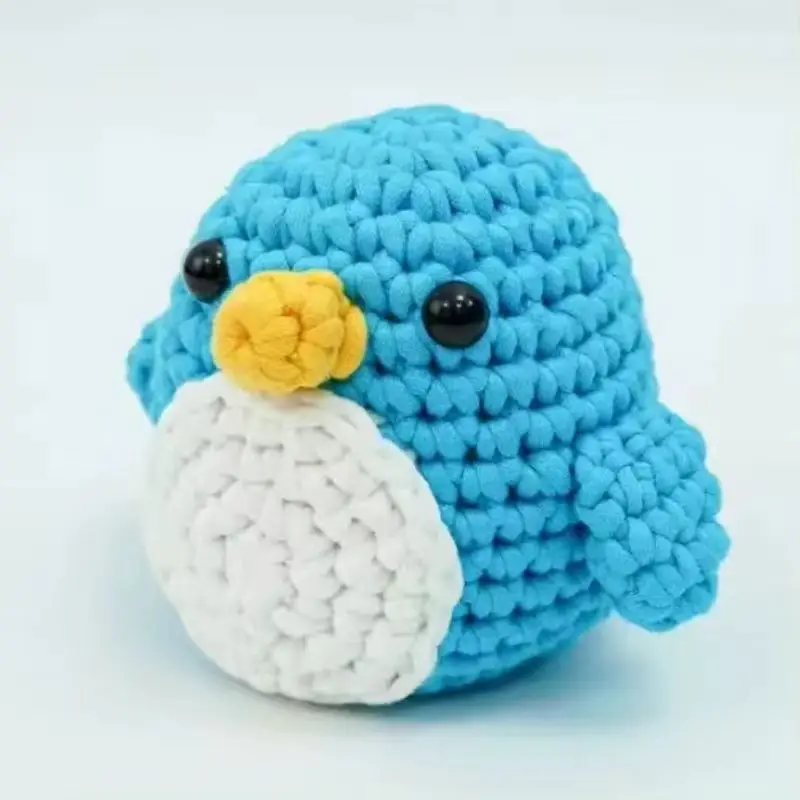 Blue Penguin  Crochet Kit for Beginners With Video Tutorial Cotton Knitting Yarn Thread Needles Hook Knit Tool Set DIY Craft