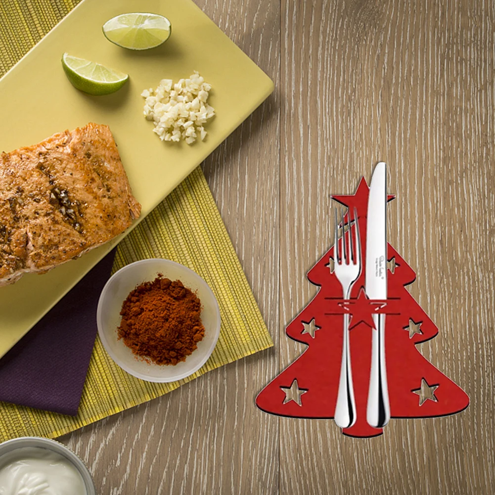 Christmas Style Knife Fork Cutlery Bag Non-Toxic Tasteless Kitchen Tableware Holder Soft  Portable for Festive Decoration