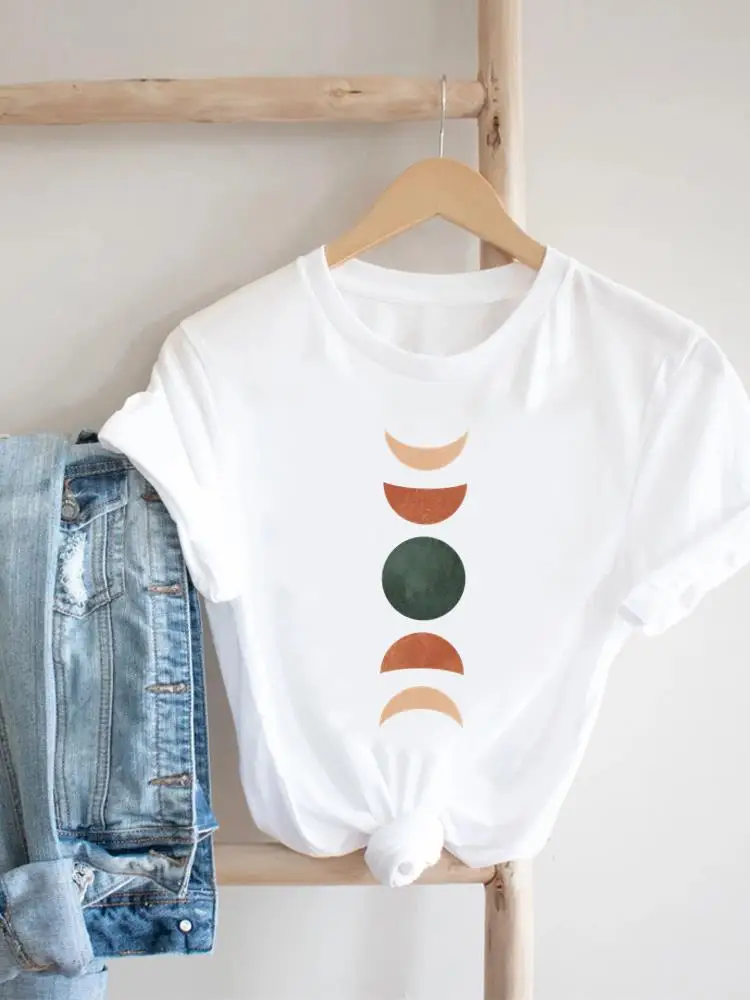 

Moon Style Trend Lovely Style Print T-shirt Short Sleeve Tee Top Women Fashion Casual Clothing Female Graphic T Shirt