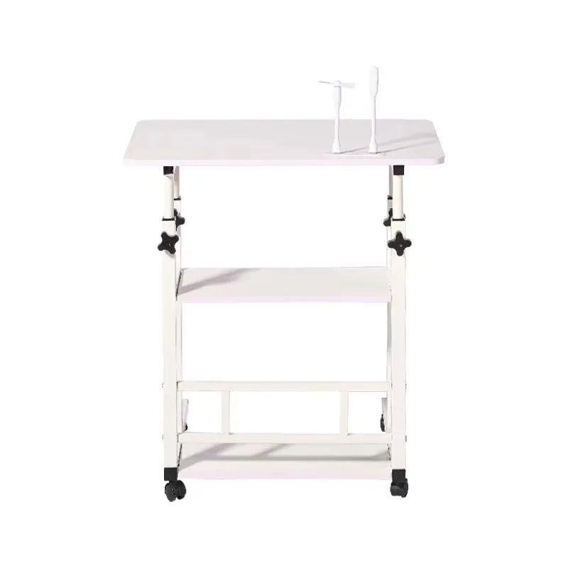 طاولة كمبيوتر محمول بجانب السرير، حامل كمبيوتر محمول بارتفاع قابل للتعديل، مكتب دراسة مع 4 عجلات لقراءة أريكة السرير #5