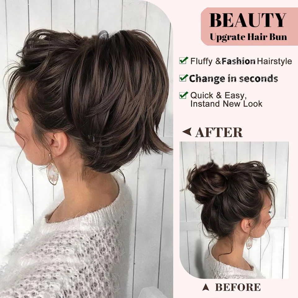 Messy Bun Hair Piece Claw Clip in Hair Buns Hair Piece for Women Straight Short High Ponytail Extension Tousled Updo For Girls