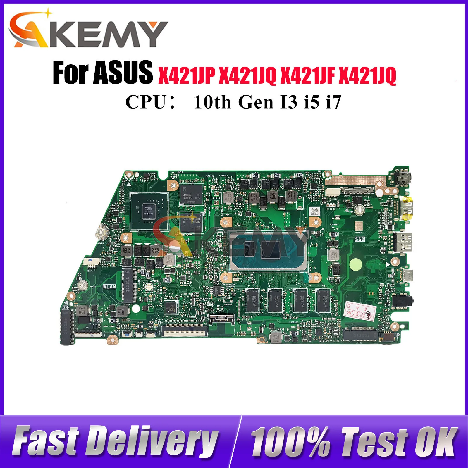 

X421JP Материнская плата для ноутбука ASUS R421J X421JQ S433J X421JQ V4050J I421J X421JAY X421JF X421J X413J Материнская плата 10-го поколения I3 i5 i7