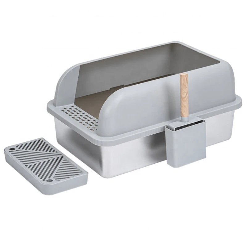 

Large Cat Toilet Never Absorbs Odor Stain Rusts Easy Cleaning Litter Box Custom Semi-enclosed Stainless Steel Cat Litter Box