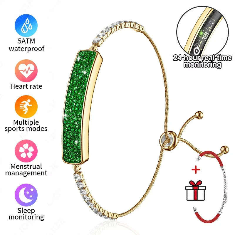 

Fashionable Diamond Smart Bracelet Women Heart Rate Sleep Menstrual Cycle Monitor Multiple Exercise Step Counting Smart Watch