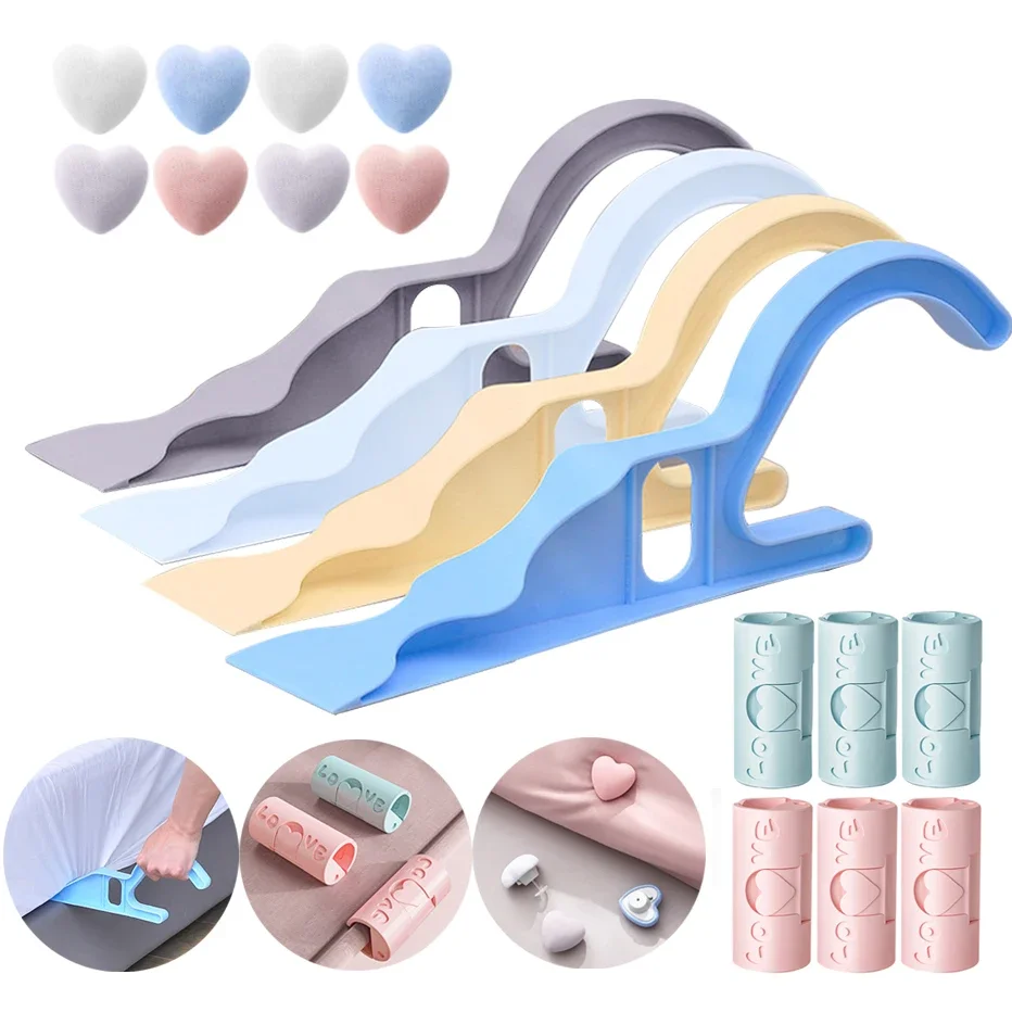 Bedsheet Clips One Key To Unlock Heart Quilt Holder with Quick Mattress Lifter Ergonomic Mattress Wedge Elevator Make Bed Tidy