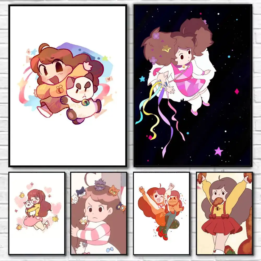 Bee and PuppyCat Poster Self-adhesive Art Waterproof Paper Sticker Coffee House Bar Room Wall Decor