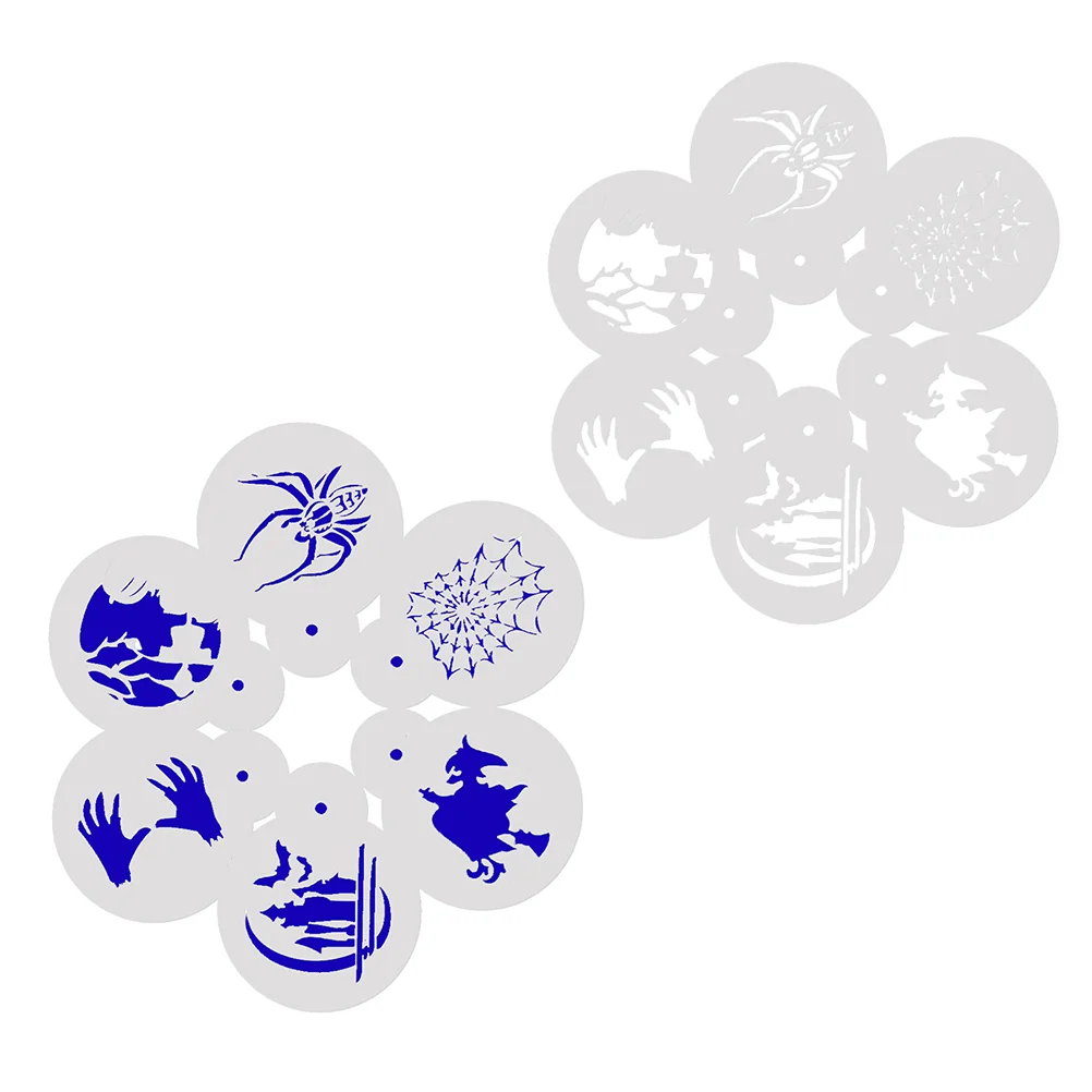 6pcs Halloween Cake Cafe Spray Templates Ghost Claw Spider Web Silicone Stencils for Party Coffee Stencils