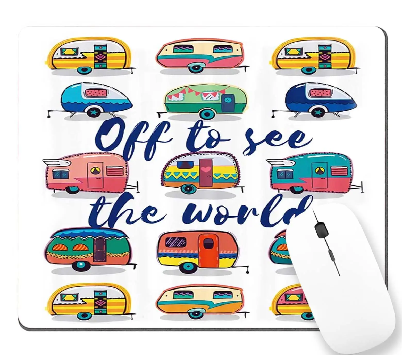 

Retro Off To See The World Retro Camper Trailer Printing Lock Edge Gamer Mouse Mat Keyboard Mats Desk Pad Mousepads