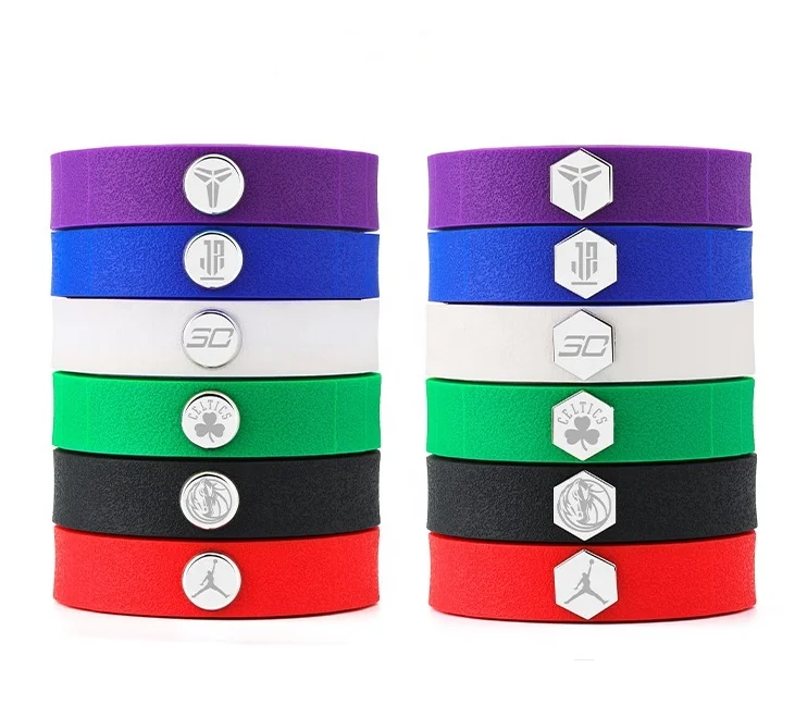 جديد مكافحة ساكنة سوار الأيونات السالبة الطاقة سيليكون سوار كرة السلة محفورة شعار سوار زوجين SB 014