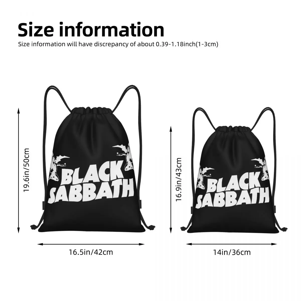 Black Sabbathe Multi-function Portable Drawstring Bags Sports Bag Book Bag For Travelling