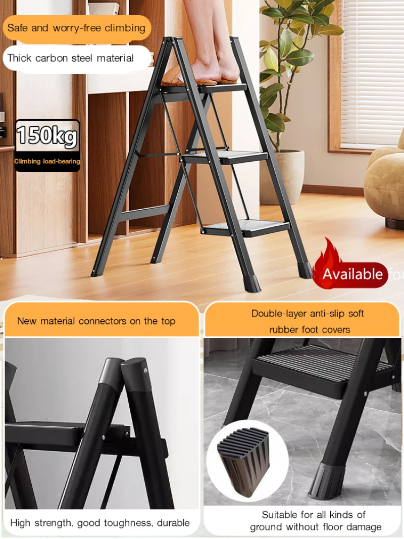 Household Folding telescopic ladder Thickening Carbon Steel Stair Ladder Stool Household Step Stool LadderFolding Stairs image 3