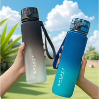 1L Large Capacity Sports Water Bottle Motivational Leak Proof Portable Reusable Plastic Cups Outdoor Travel Gym Jugs