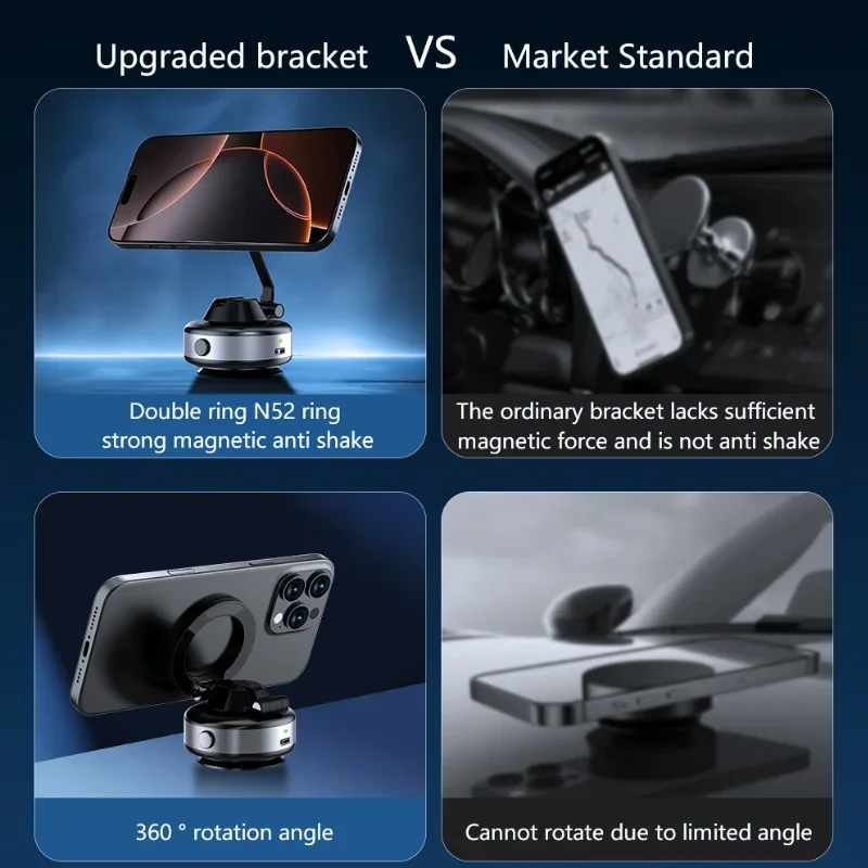 X98 حامل هاتف السيارة المغناطيسي القوي تصميم قابل للطي 360 قابل للتعديل فراغ جبل آيفون 12-16 برو شاومي سامسونج فيفو #5
