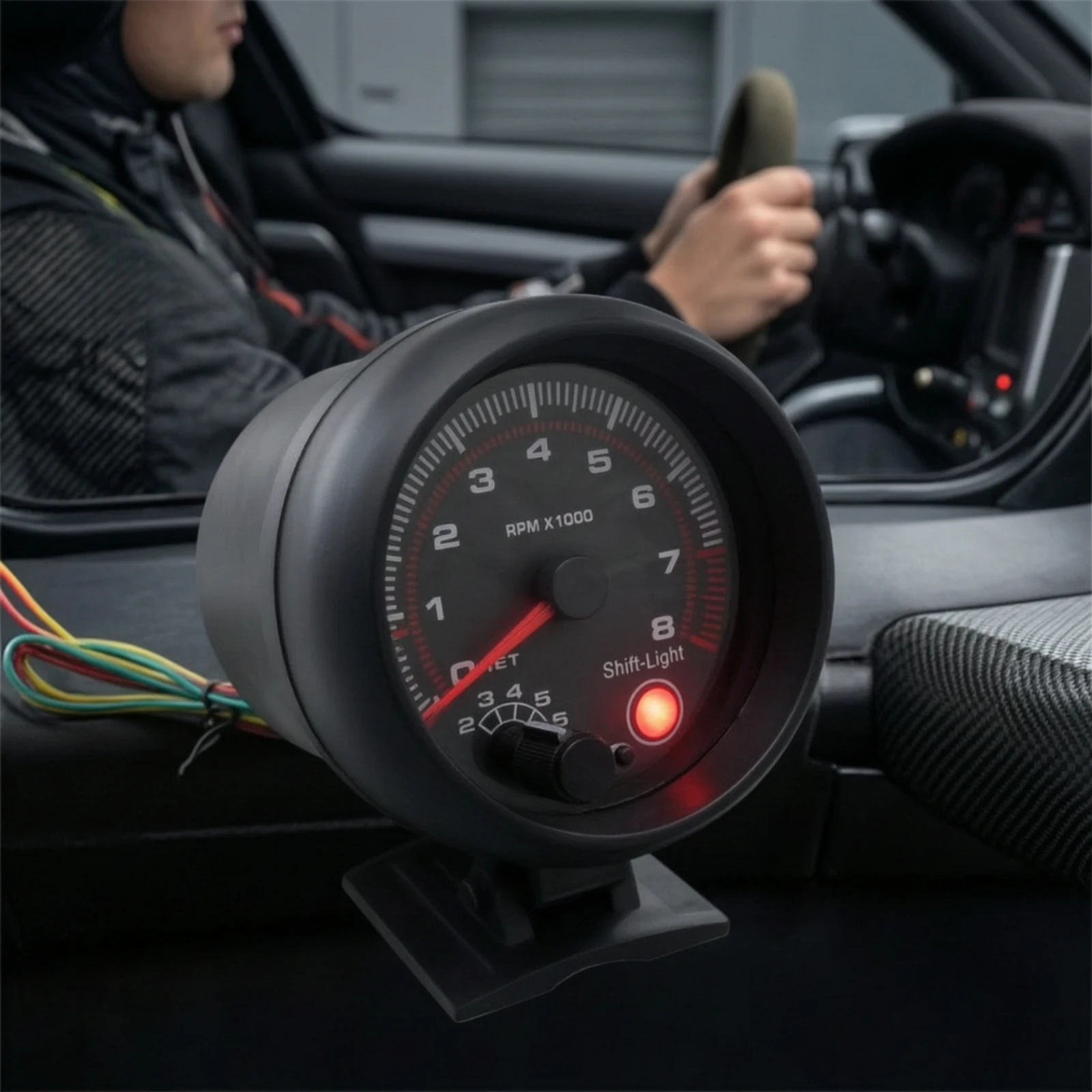 Tachometer with Shift Light 12V Automotive Tachometer RPM Gauge with Shift Light Compact Meter Compatible for Drivers, Dashboard