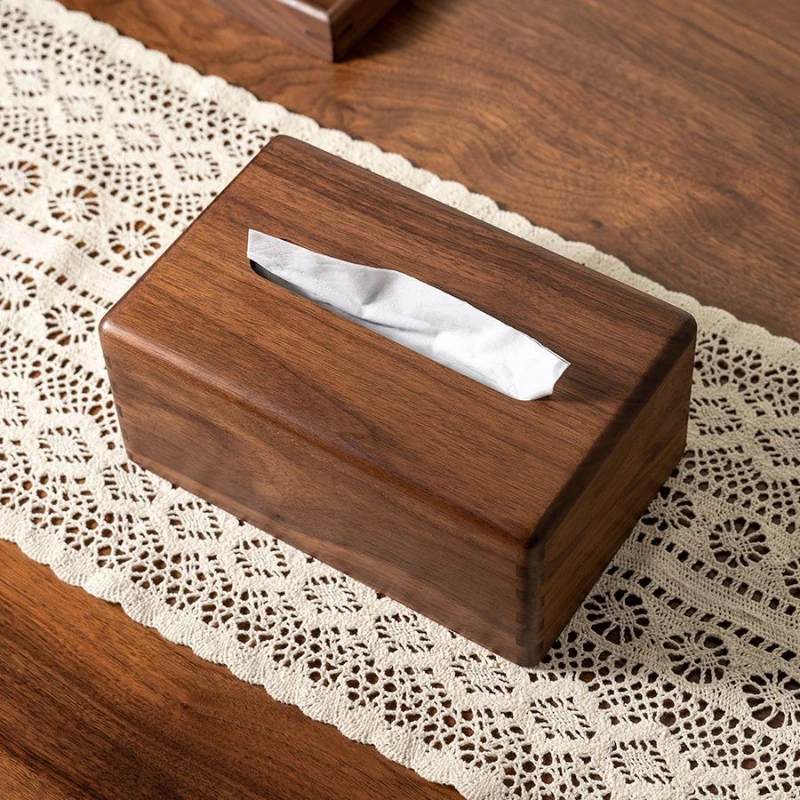 

Black Walnut Wood Tissue Box Hand Carving Western Restaurant Napkin Organizer Living Room Tabletop Decoration Home Decoration