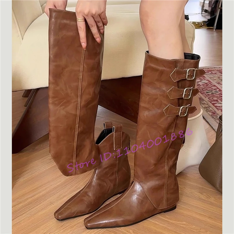 Detachable Belt Buckle Knight Boots For Women Western Point…