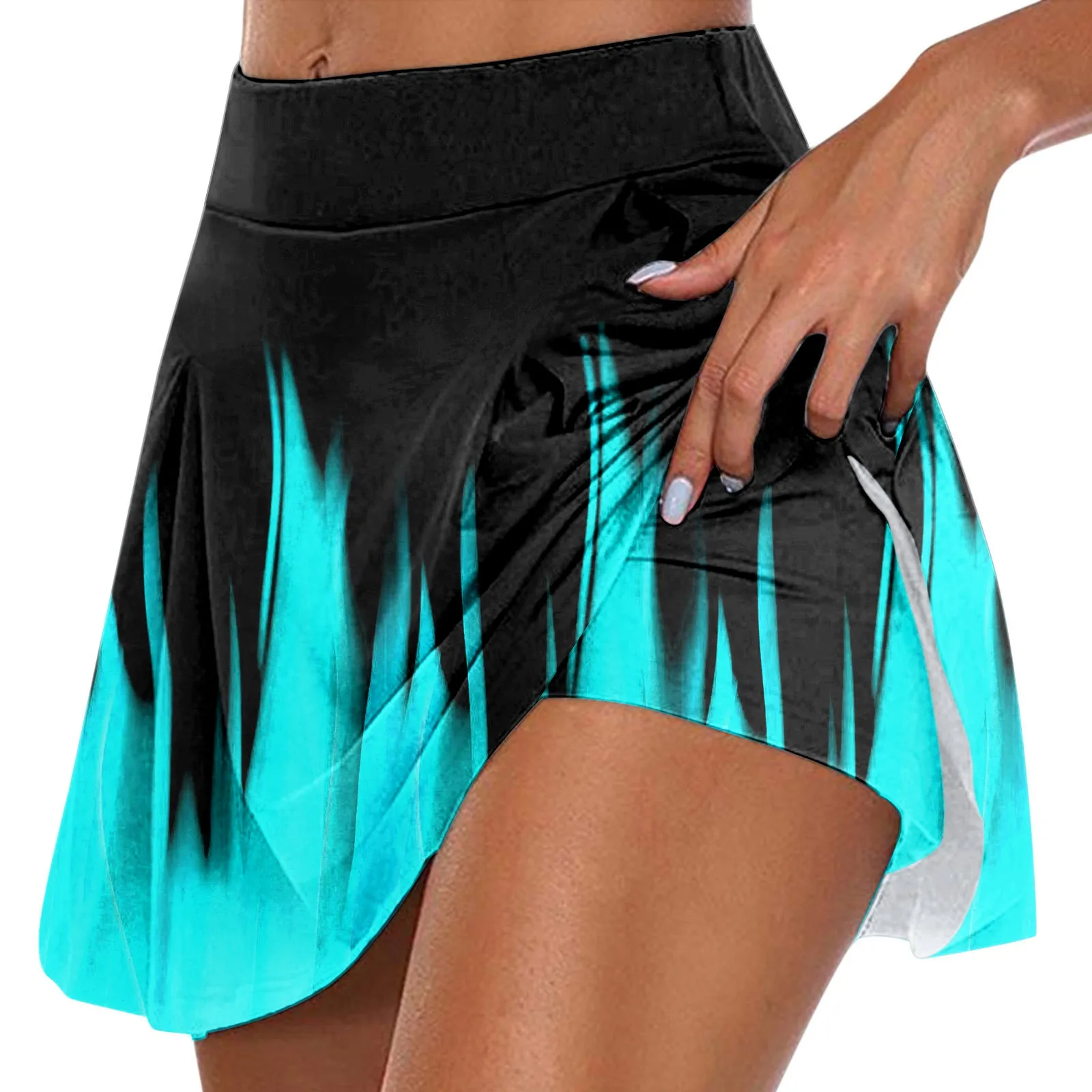 Women Tennis Golf Sports Trousers Skirt 2-In-1 Shorts Leopard Sequins 3d Running Leggings Skorts Active Athletic Workout Shorts