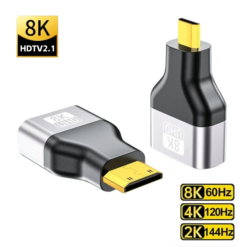 

Ultra High Speed Mini Micro HDTV to HDTV Adapter 8K/4K HDMI-Compatible Gold-Plated Male to Female Converter for Laptop and PS5