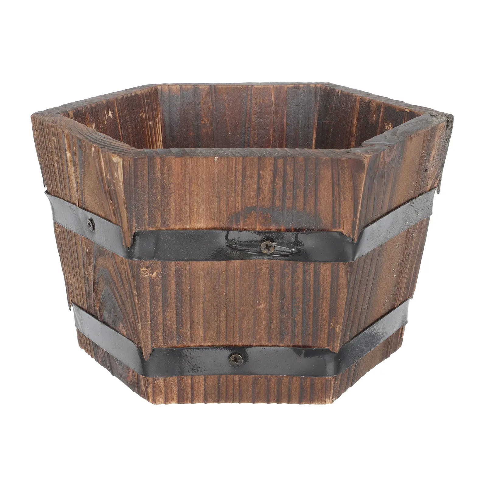 

1pcs Solid Wood Flower Pot Planter Decor Rustic Vintage Waterproof Durable Small Pots Wooden Plant Container Balcony