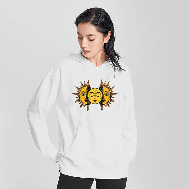 Aesthetic Hoody Sun Hoodie Women Harajuku Fashion Sweatshirt Moon Hoodie Female Printing Unisex Loose Tops Cotton Clothes