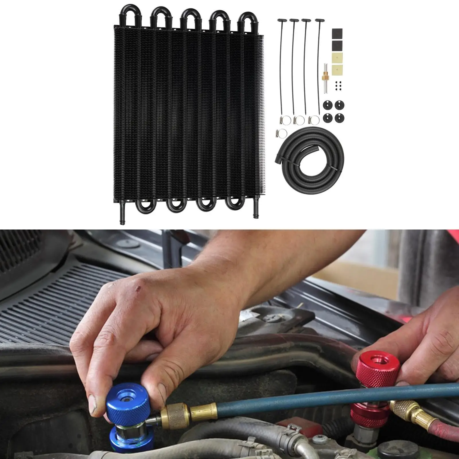 

Transmission Oil Cooler Kit Directly Replace Easily Install High Performance for Trucks Tow Vehicles Cars Classic Engine