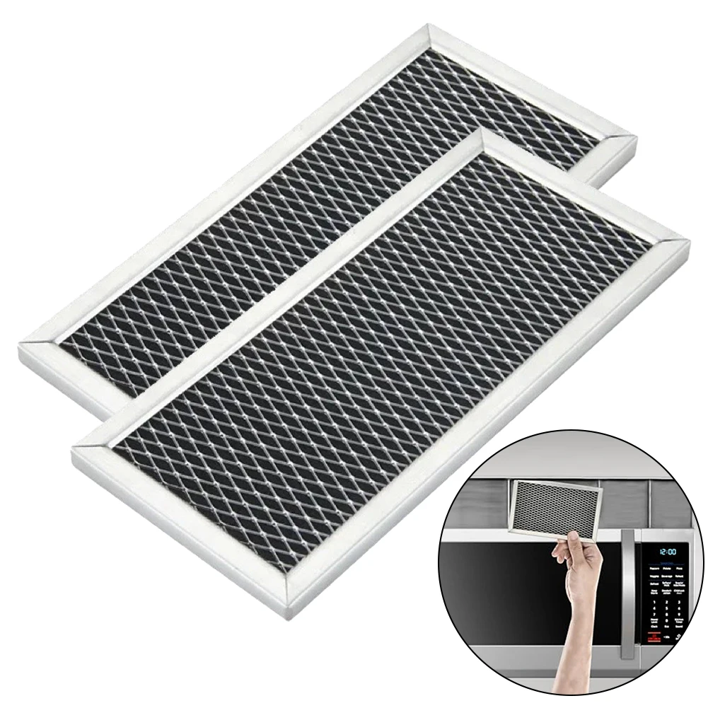 2PCS Microwave Grease Filter 7.68x4.85 Inch Aluminum Activated Carbon For GE JX81C WB02X10776 Removal Easy Install