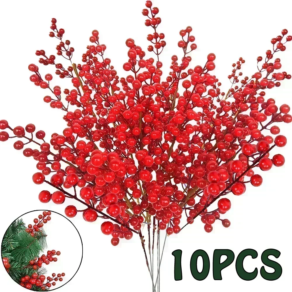 1-10 pz Simulazione Di Natale Bacche 14 Bacche Fiore Artificiale Frutta Ciliegio Piante Casa Decorazione Della Festa Di Natale Regalo FAI DA TE