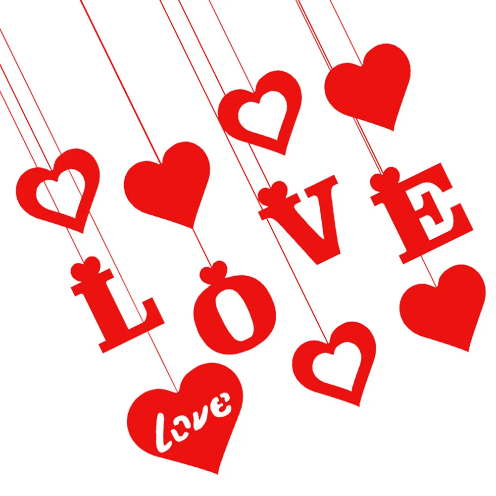 

11Pcs Valentine's Day Hanging Heart Decors Red Felt Party Supplies Love Accessories for Weddings Home Decor Wedding Ornaments