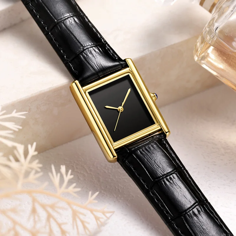 Couple's Watches Belt Men's and Women's Watch Business Simple Square Dial Waterproof Fashion Quartz Clock Wristwatches Gift